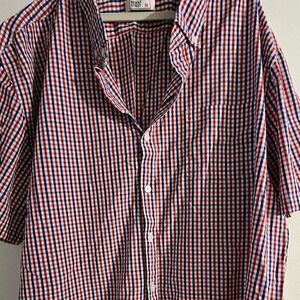 Regent Street 3X Red White Blue Checkered Short Sleeve Button Up Shirt, Size 3XL